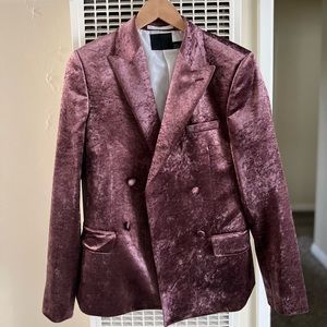 Skinny crushed velvet double breasted blazer